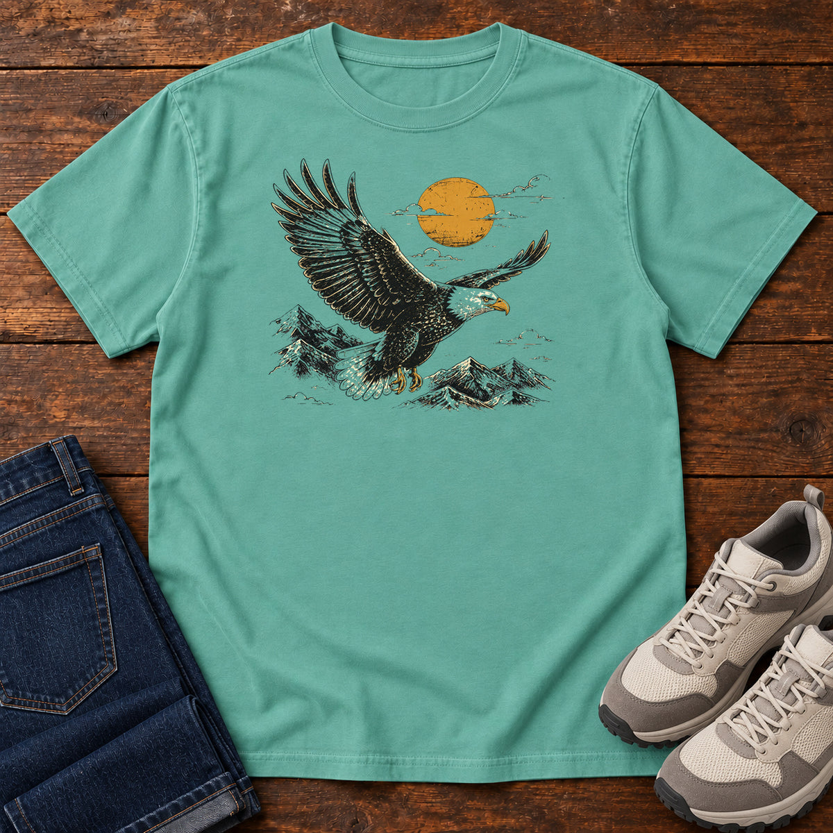 Eagle at Sunrise T-shirt in Seafoam