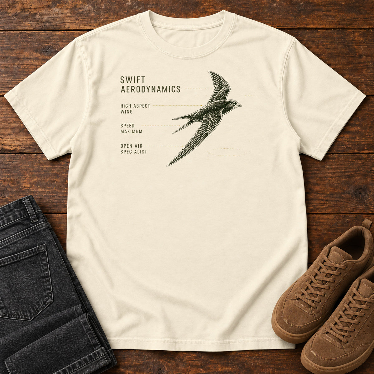 Swift Aerodynamics High Aspect Wing Speed Maximum T-shirt in Ivory