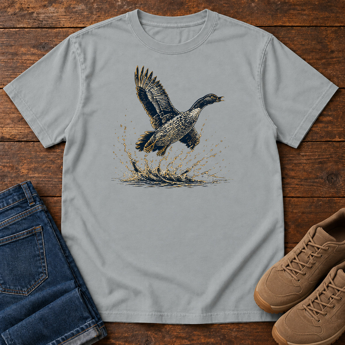Duck Taking Off T-shirt in Granite
