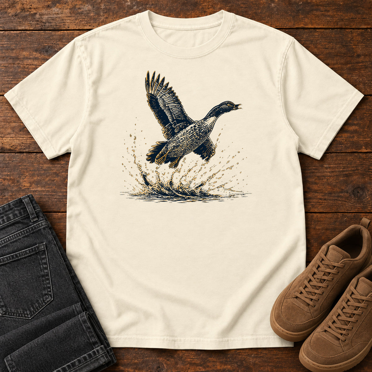 Duck Taking Off T-shirt in Ivory