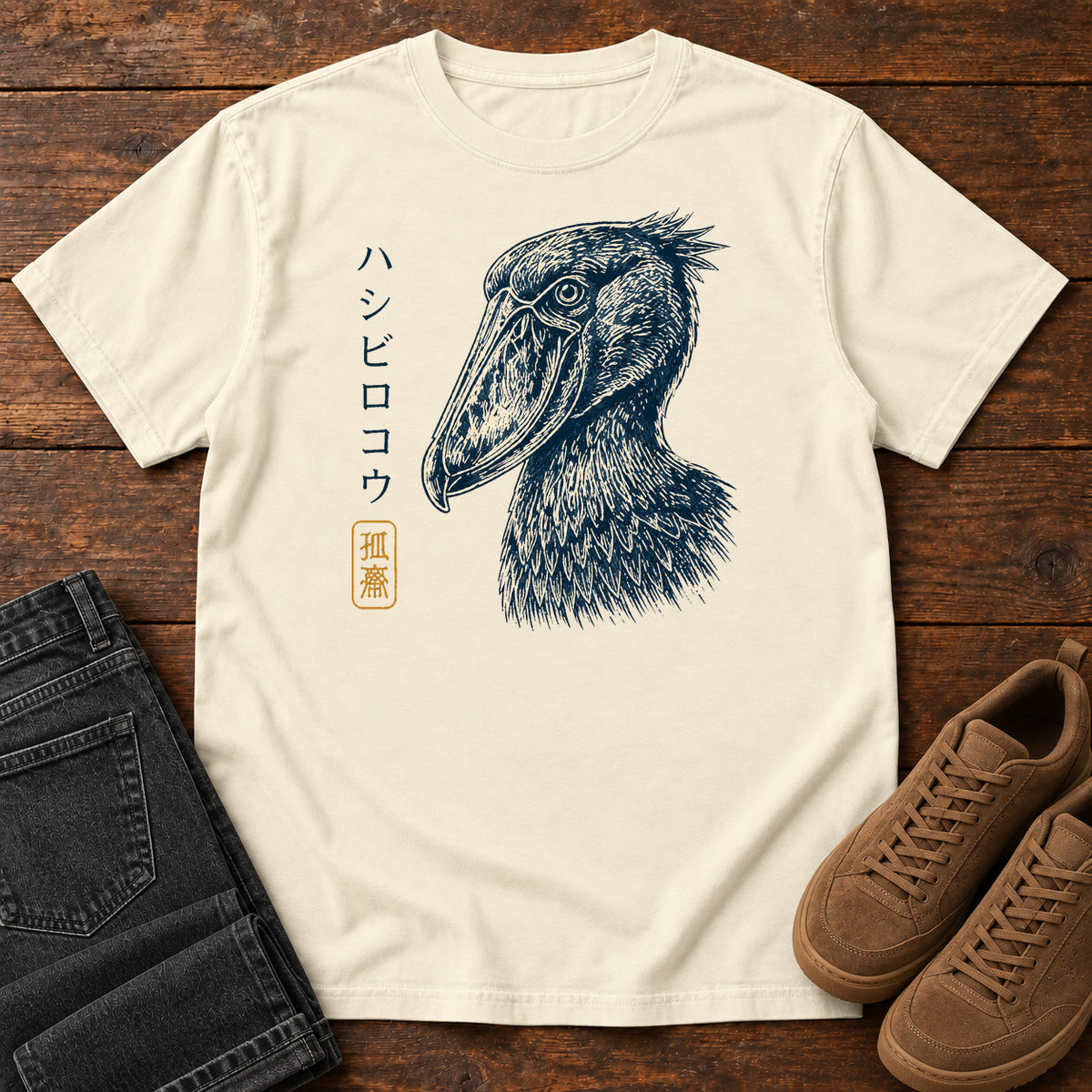 Shoebill Study T-shirt in Ivory