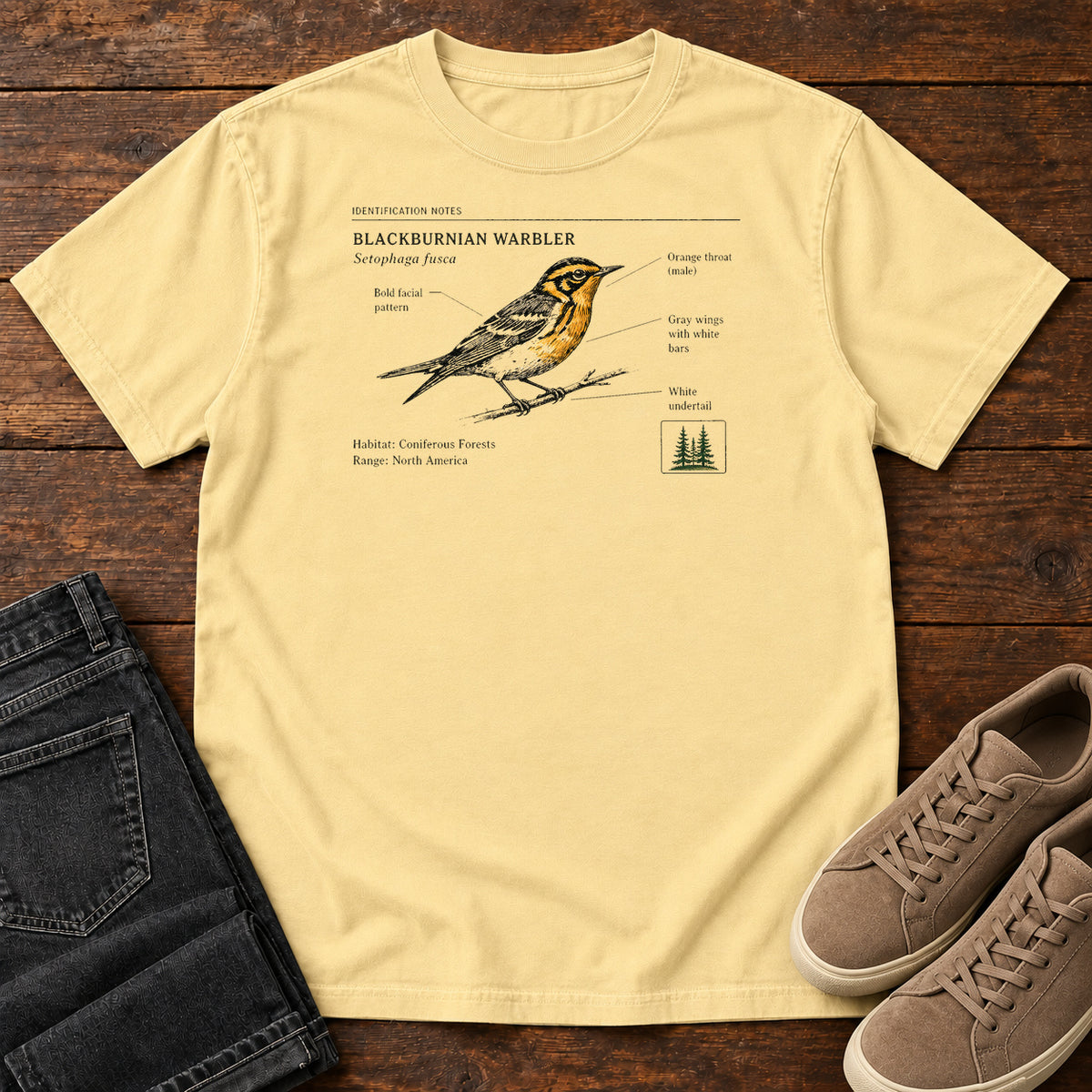Blackburnian Warbler T-shirt in Butter