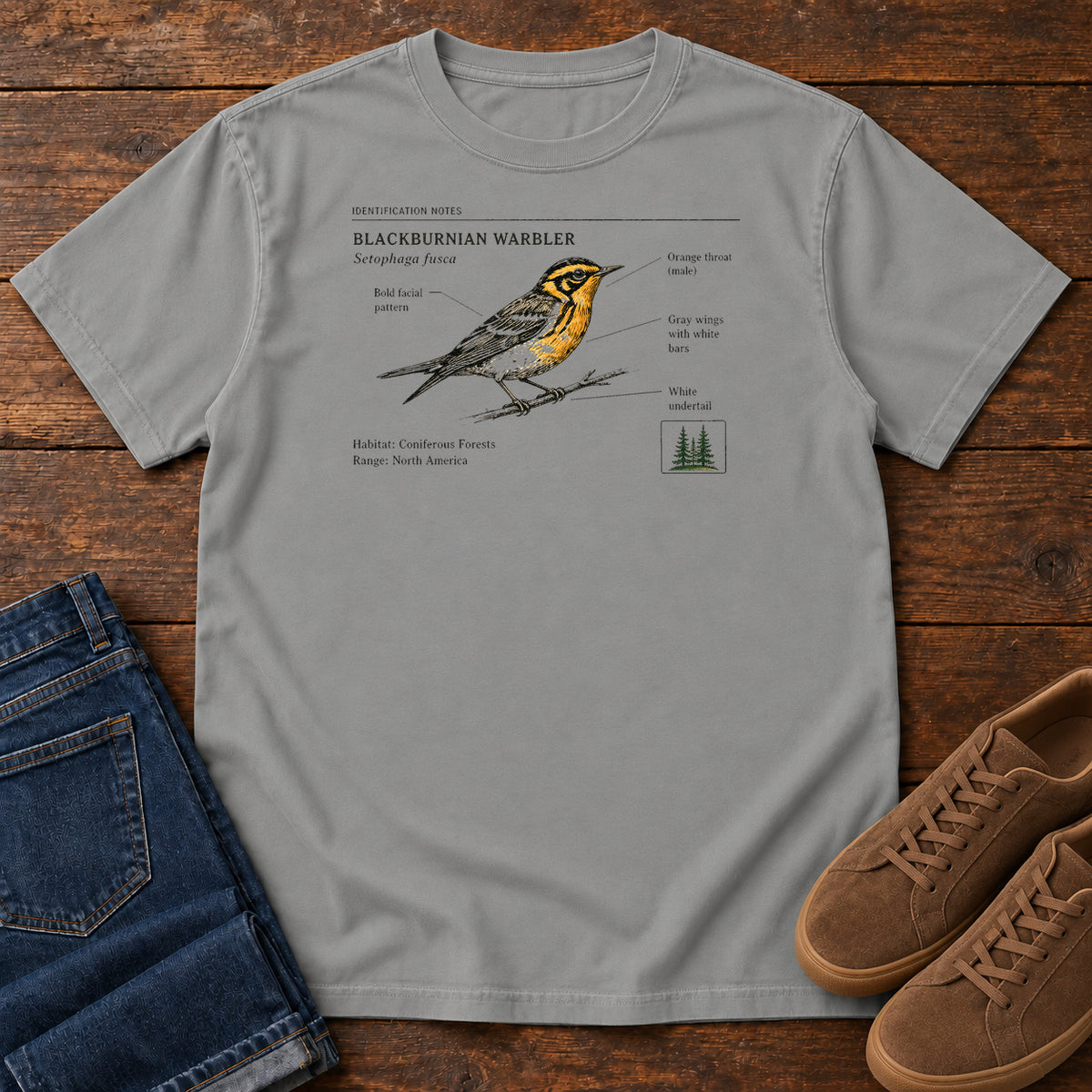 Blackburnian Warbler T-shirt in Grey