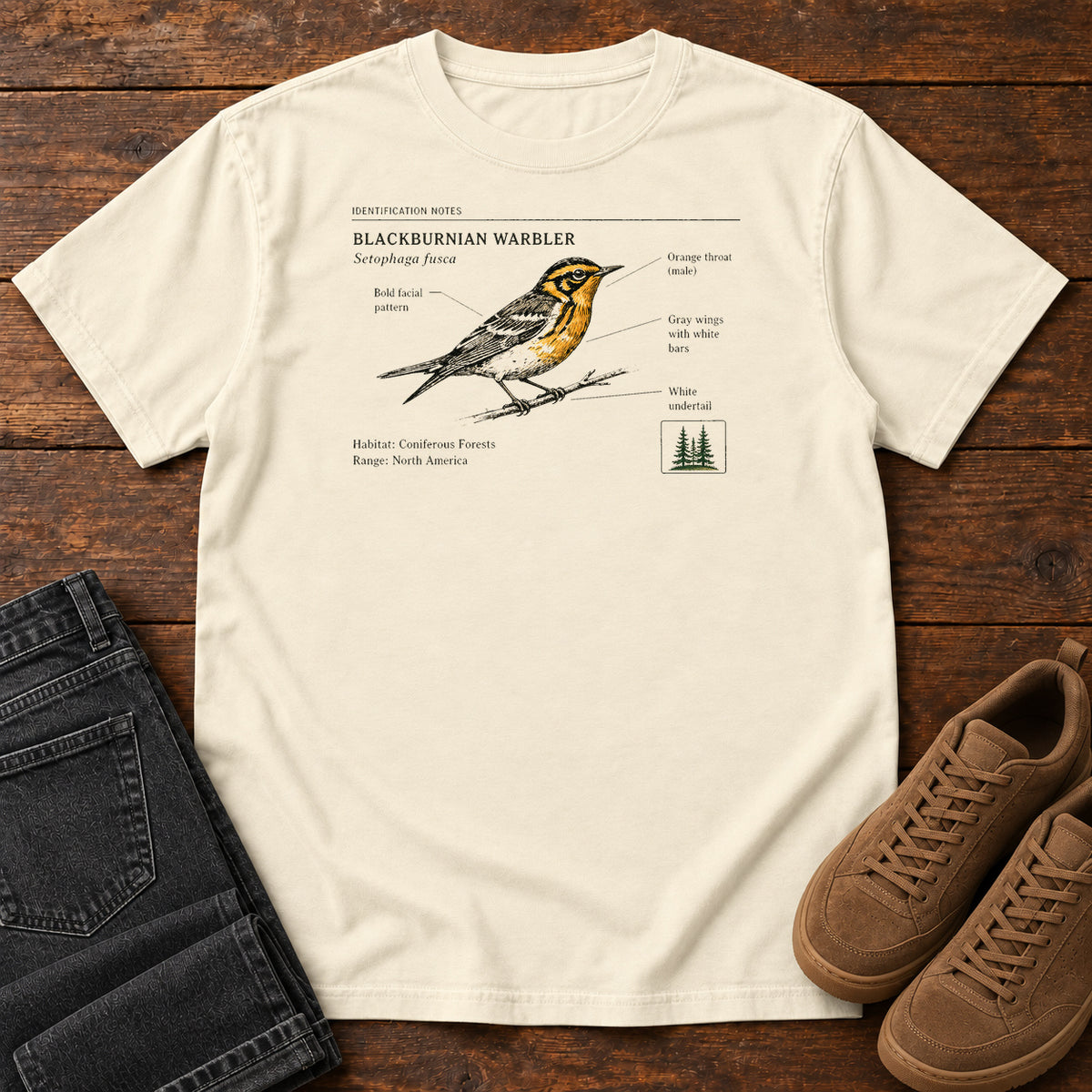 Blackburnian Warbler T-shirt in Ivory