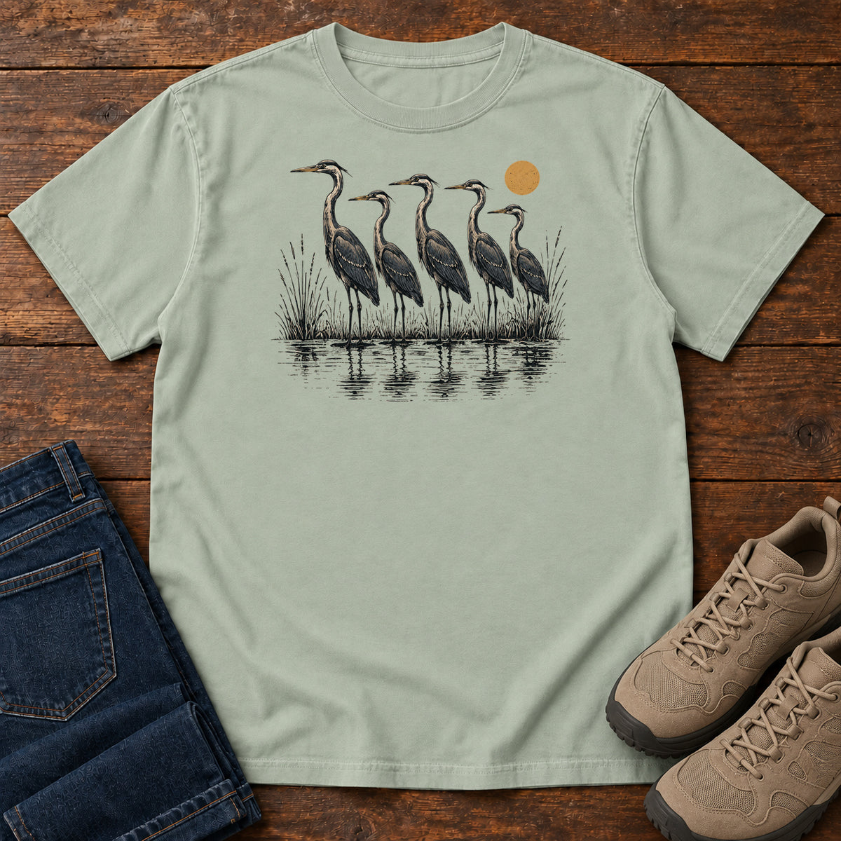 Heron Line T-shirt in Bay