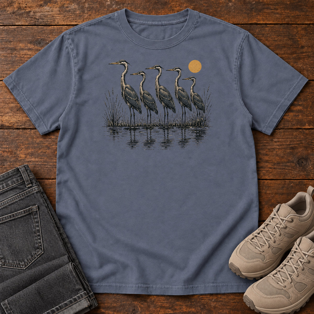 Heron Line T-shirt in Denim