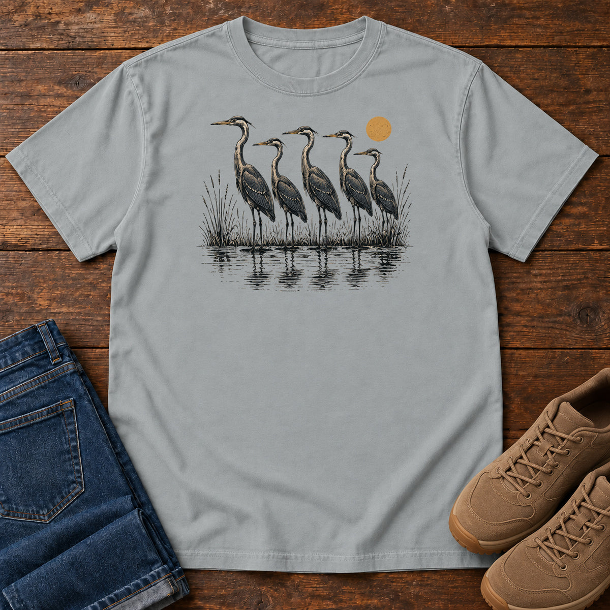 Heron Line T-shirt in Granite