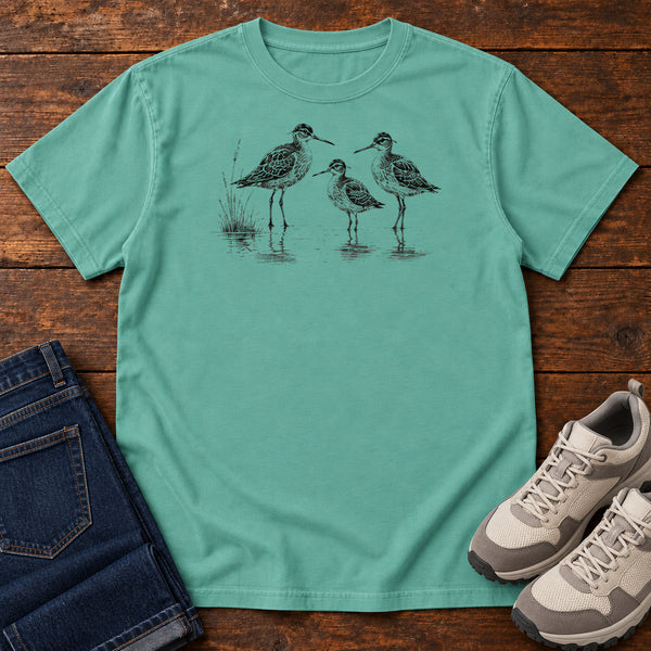 Sandpiper Trio T-shirt in Seafoam, front view