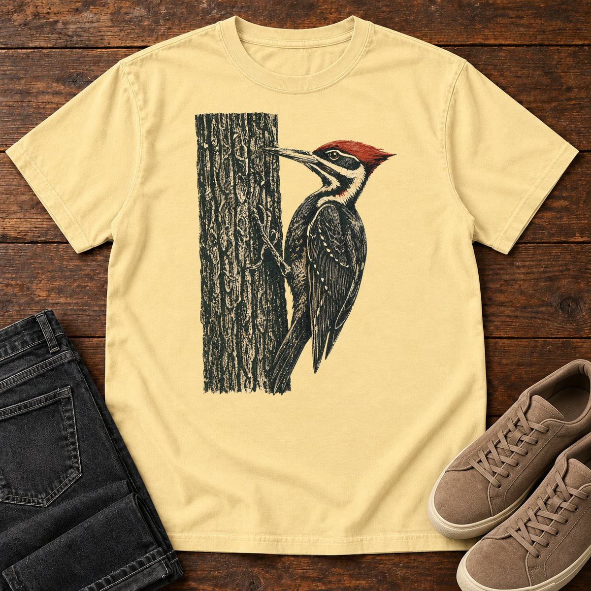 Woodpecker at Work T-shirt in Butter