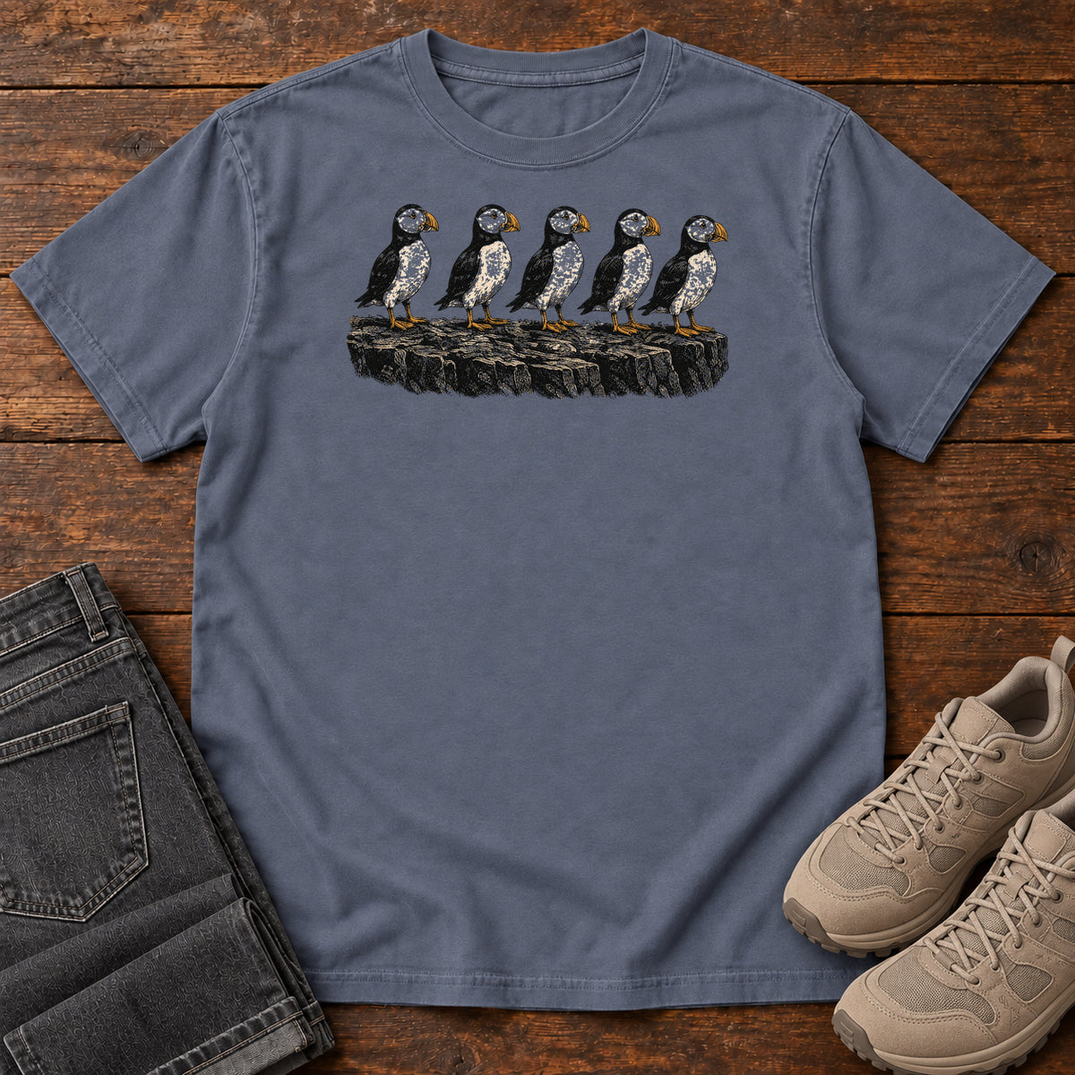 Puffin Row T-shirt in Denim