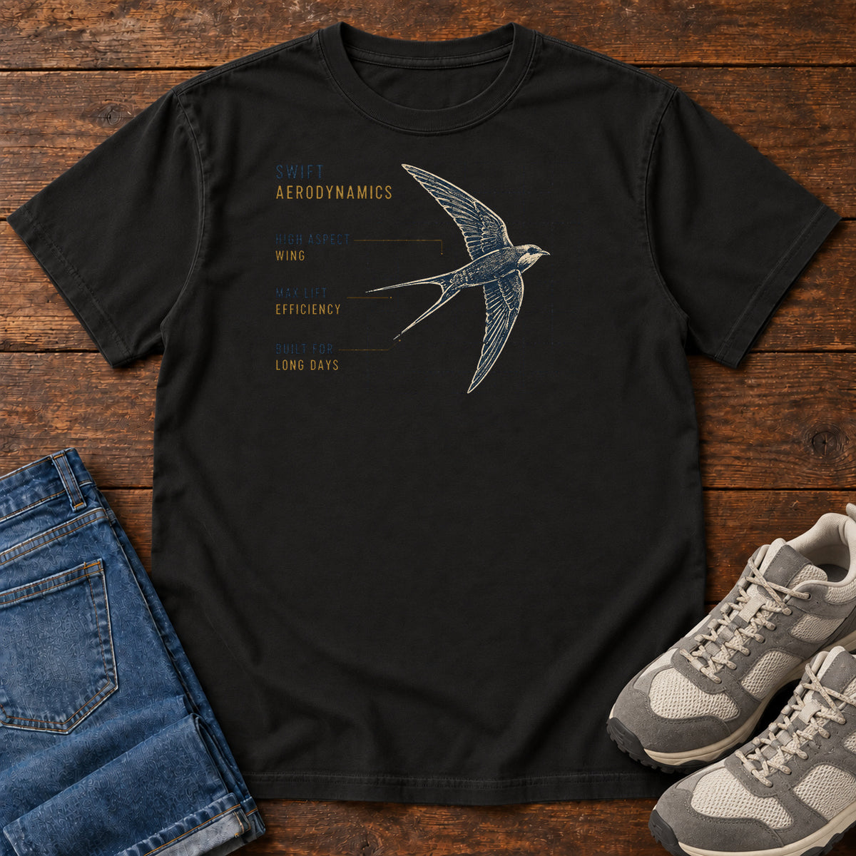 Swift Aerodynamics High Aspect Wing Max Lift T-shirt in Black
