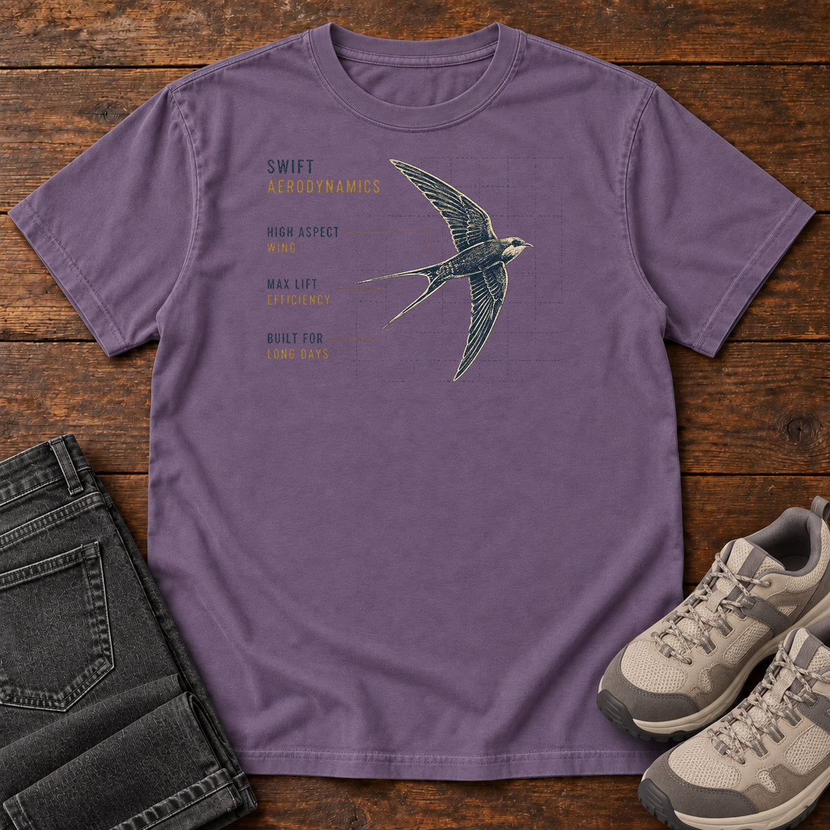 Swift Aerodynamics High Aspect Wing Max Lift T-shirt in Grape