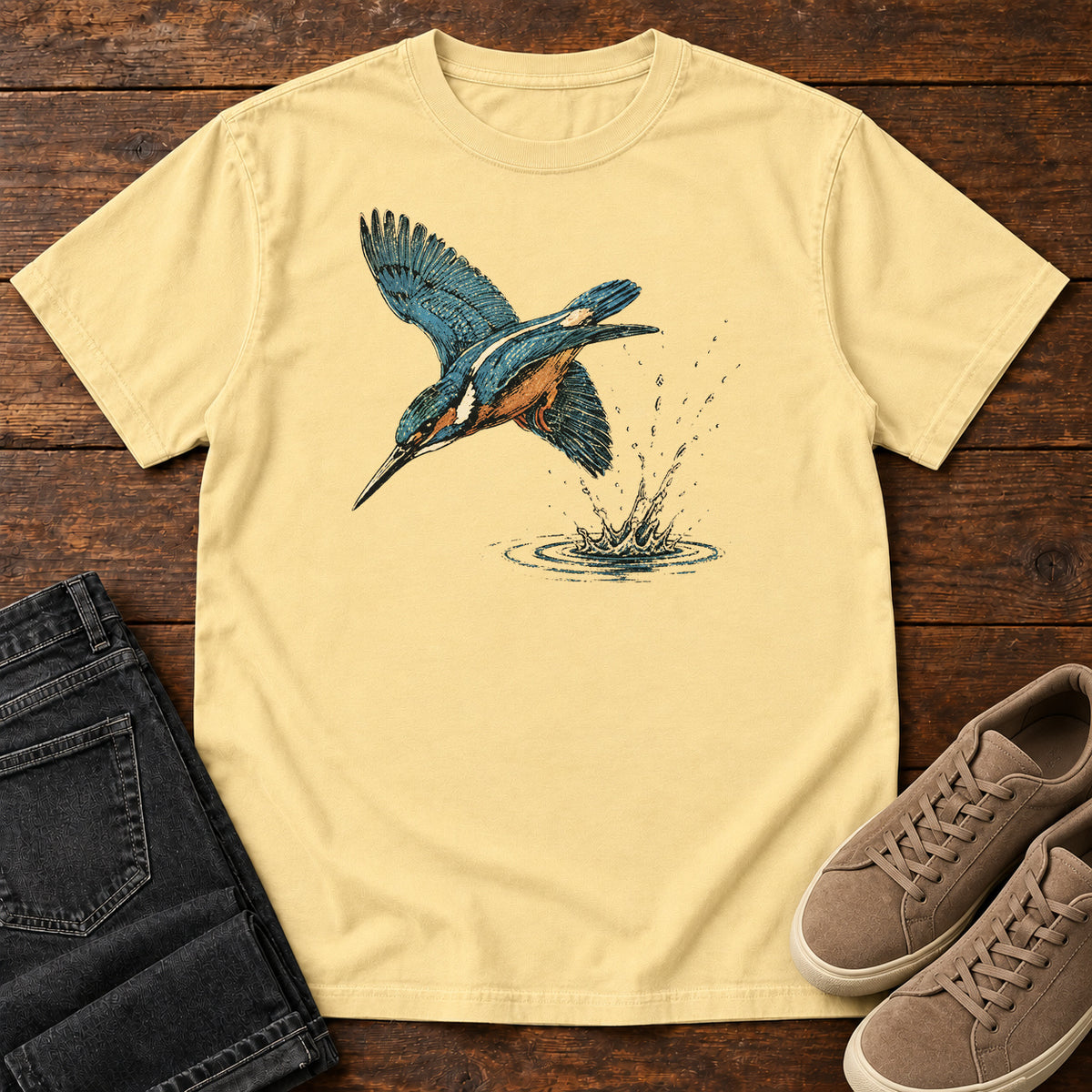 Kingfisher Dive T-shirt in Butter