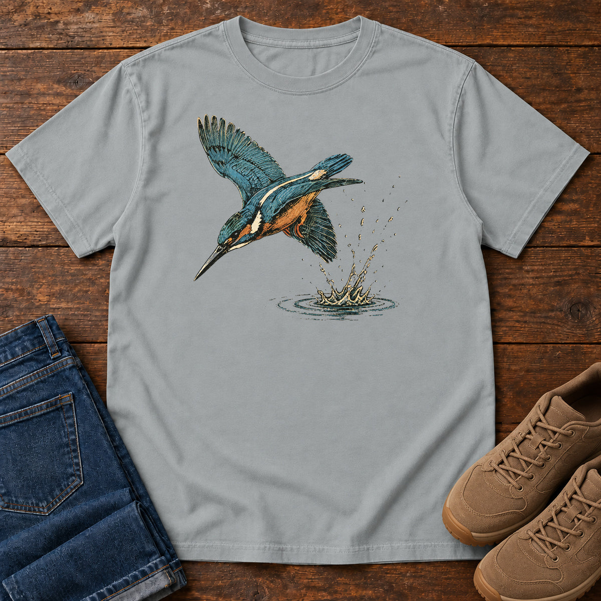 Kingfisher Dive T-shirt in Granite
