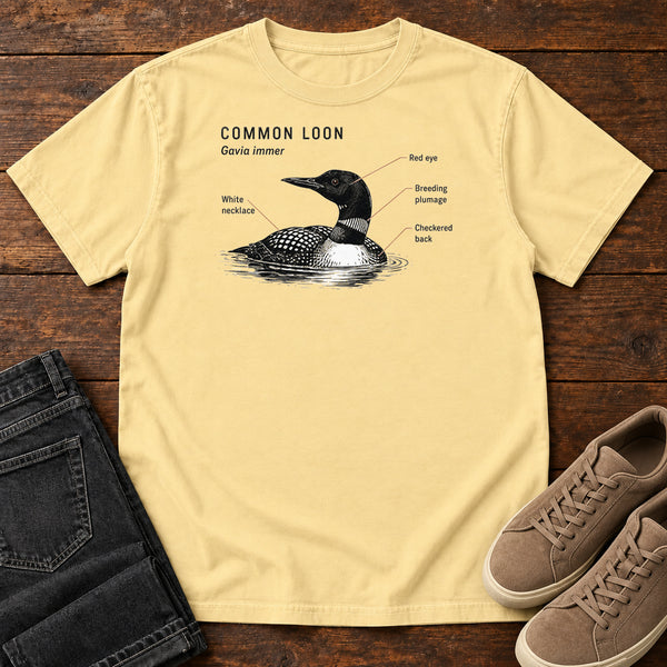 Common Loon T-shirt in Butter, front view