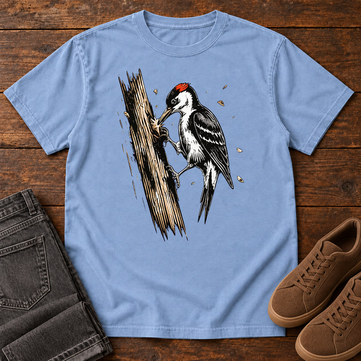 Strike Out T-Shirt in Washed Denim
