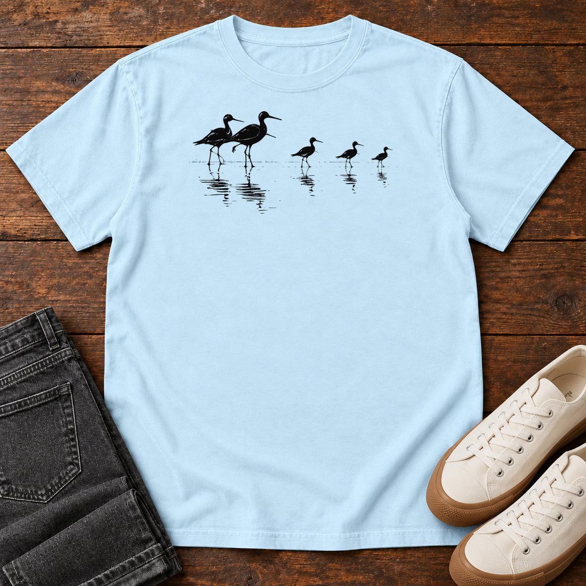 Shoreline Birds T-Shirt in Chambray