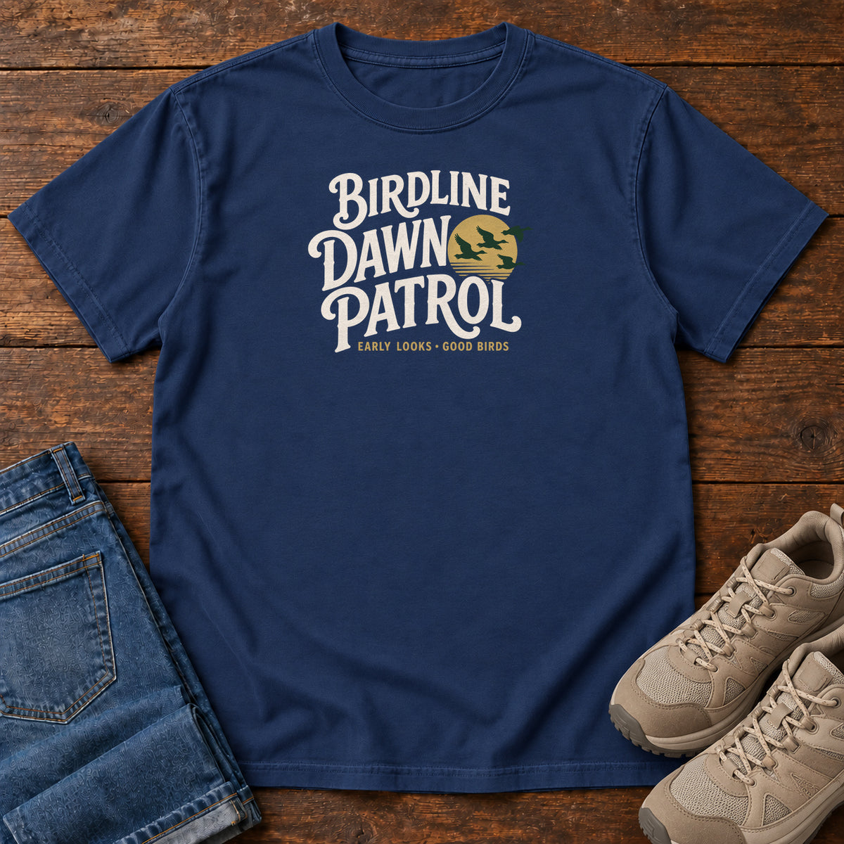 Birdline Dawn Patrol T-shirt in True Navy, front view