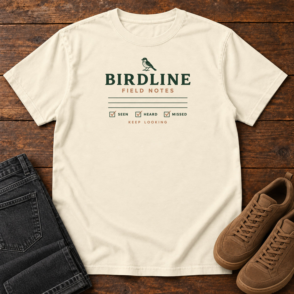 Field Notes T-shirt in Ivory, front view