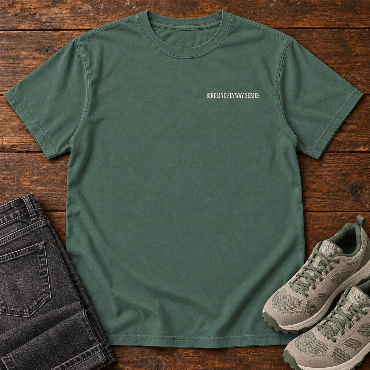 Flyway Series T-shirt in Blue Spruce, left side