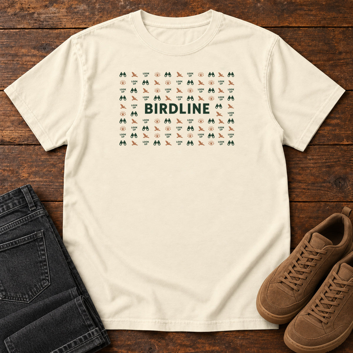 Look Up Micro Pattern T-shirt in Ivory, front view
