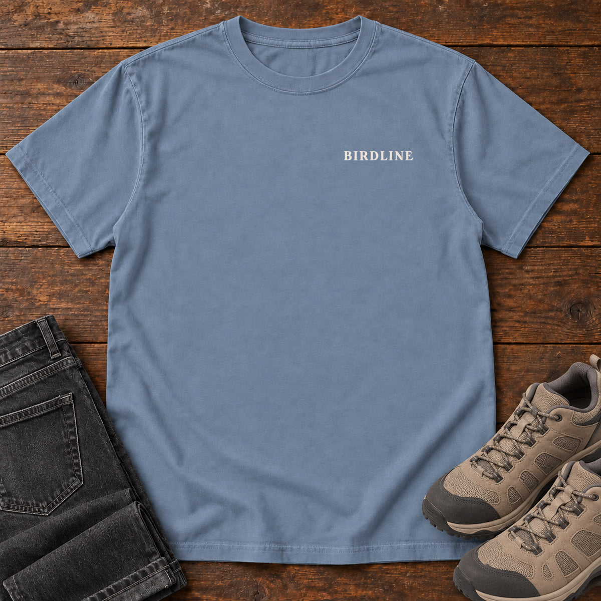 Migration Club T-shirt in Blue Jean, left side