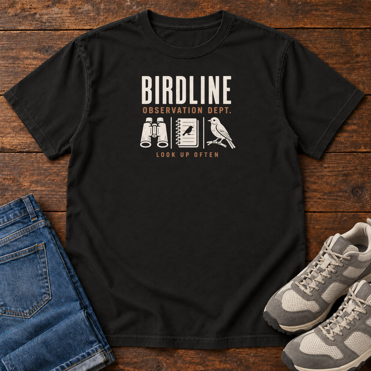 Observation Department T-shirt in Black, front view
