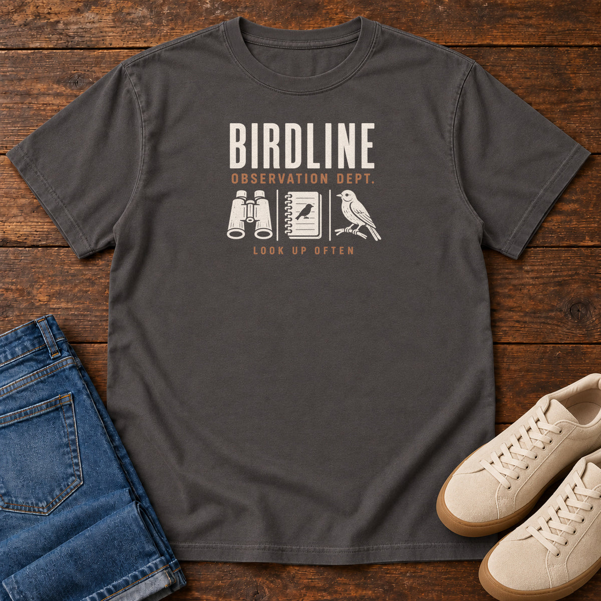 Observation Department T-shirt in Graphite, front view