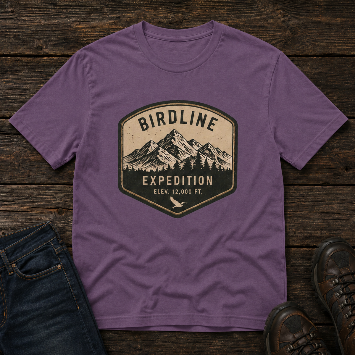 Birdline Expedition T-Shirt in Grape, front view