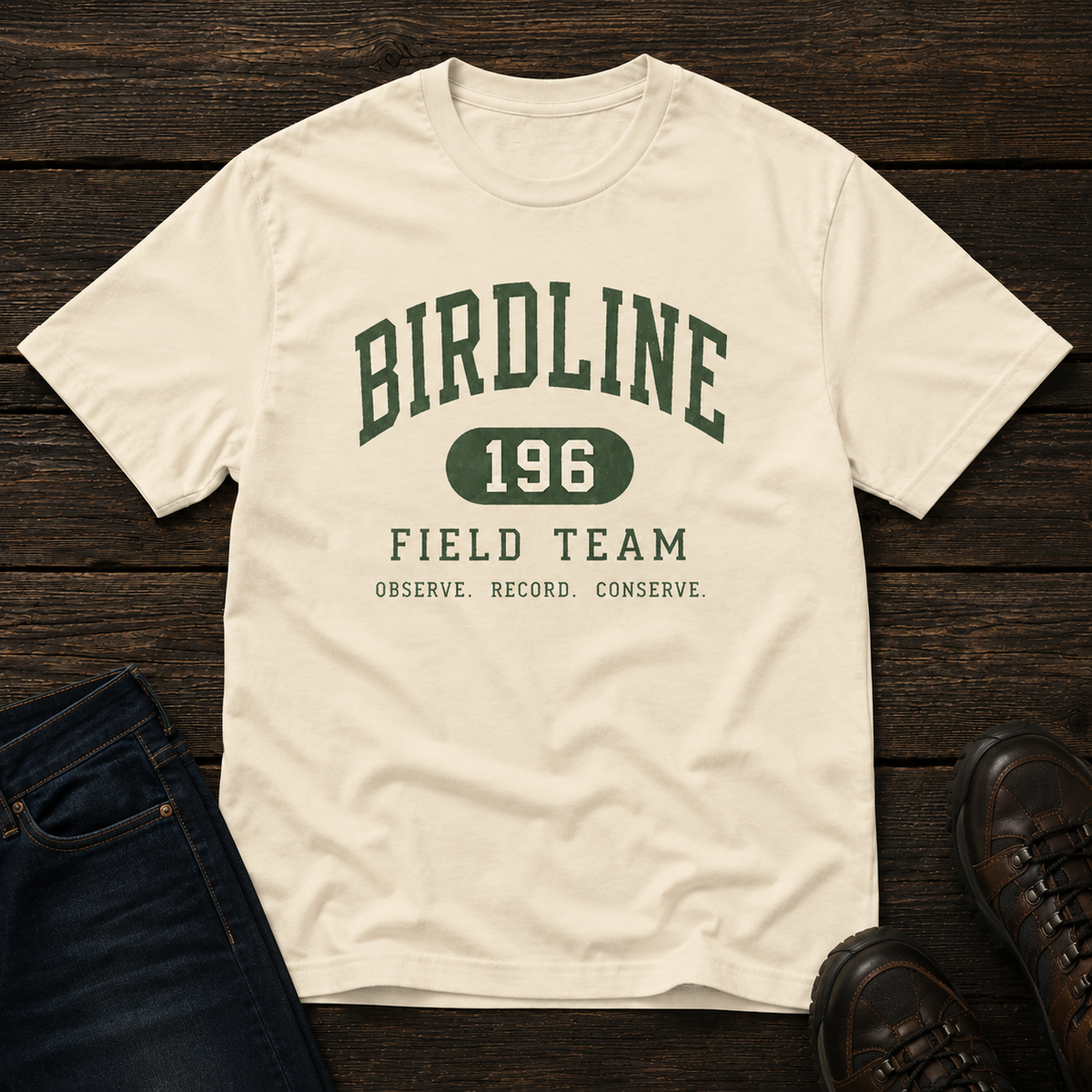 Birdline Field Team T-Shirt in Ivory, front view