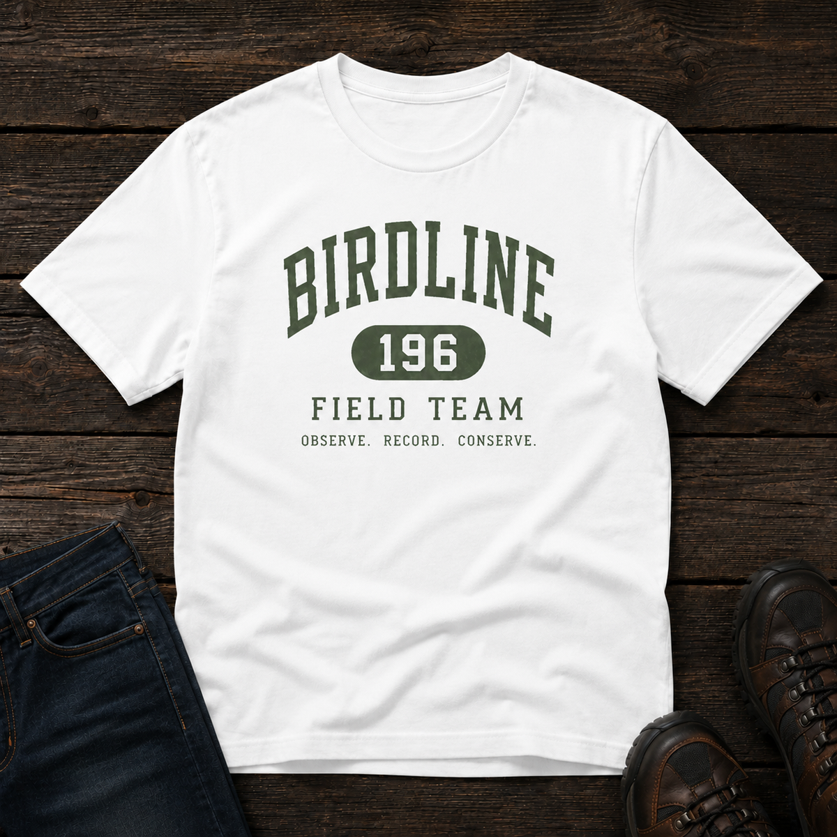 Birdline Field Team T-Shirt in White, front view
