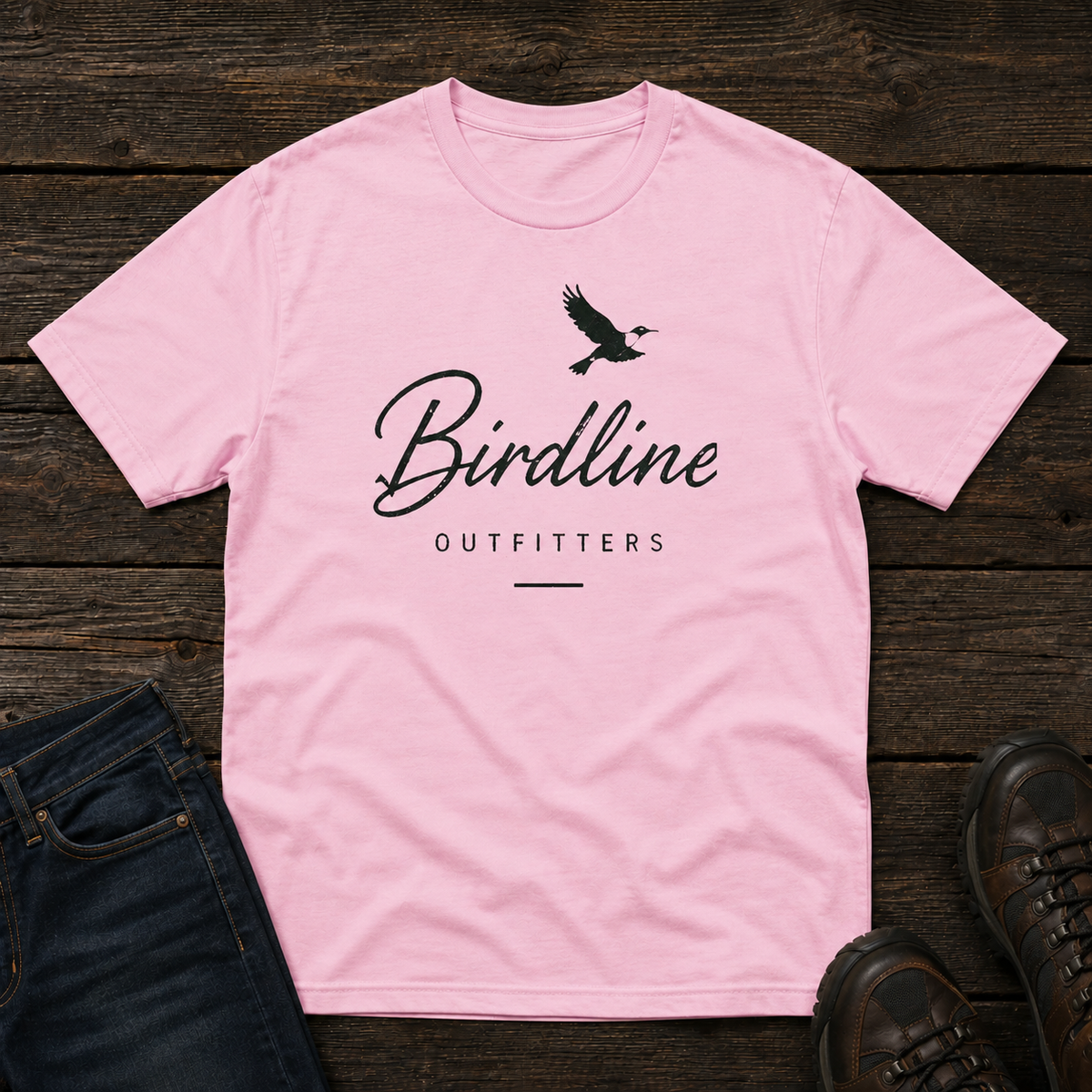 Birdline Script Logo T-Shirt in Blossom, front view
