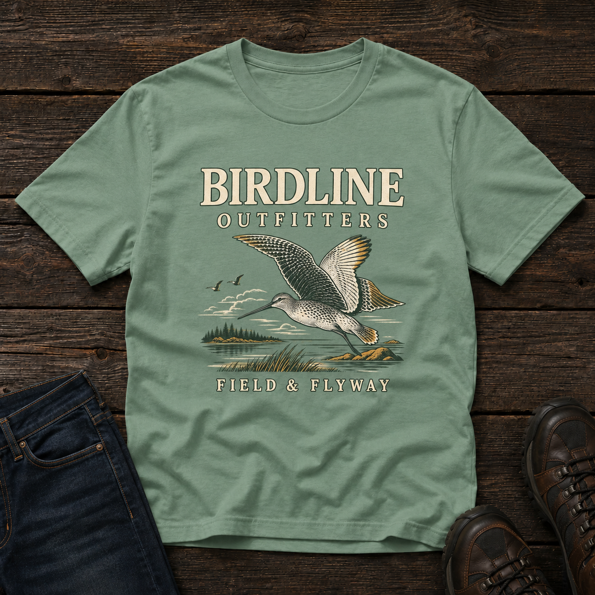 Field & Flyway T-Shirt in Light Green, front view