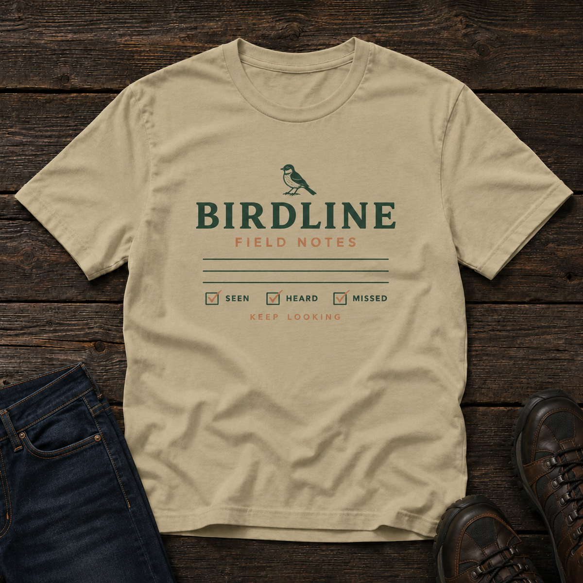 Field Notes T-shirt in Khaki, front view