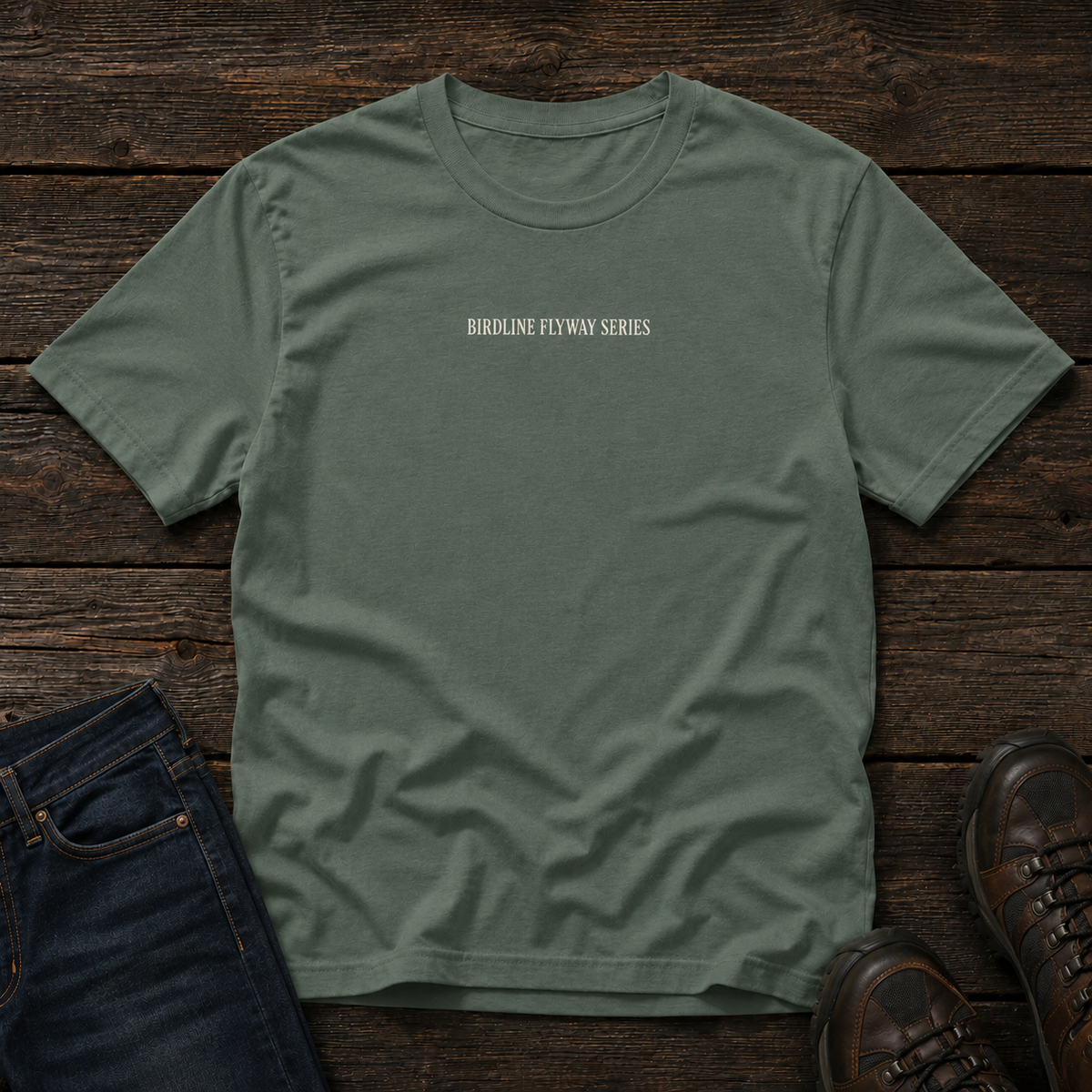 Flyway Series T-shirt in Blue Spruce, front view