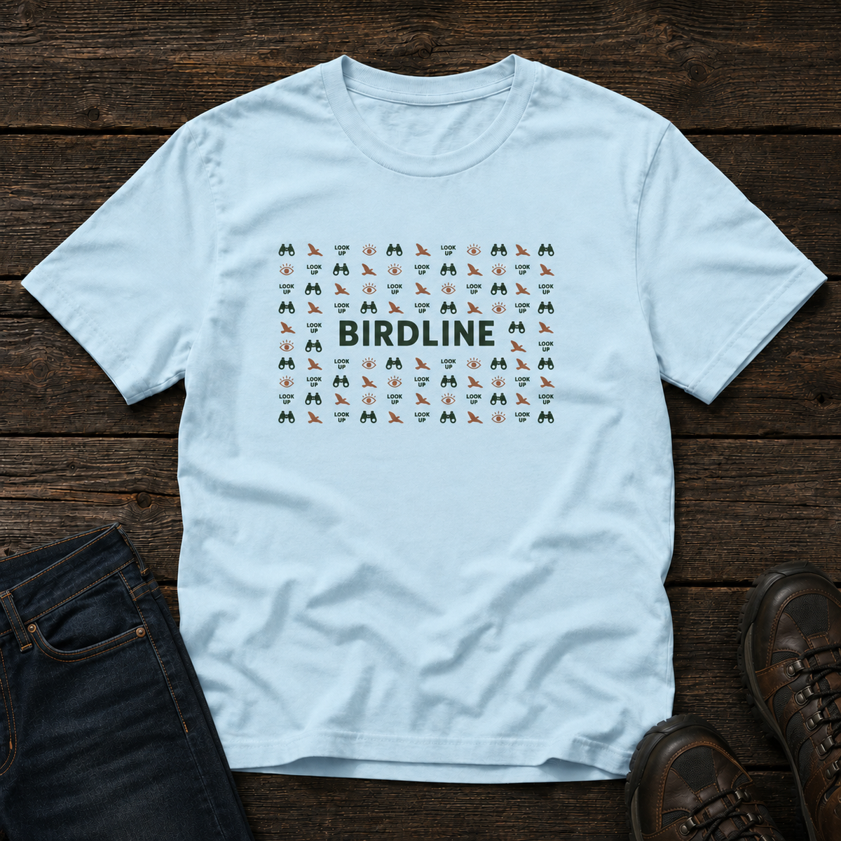 Look Up Micro Pattern T-shirt in Chambray, front view