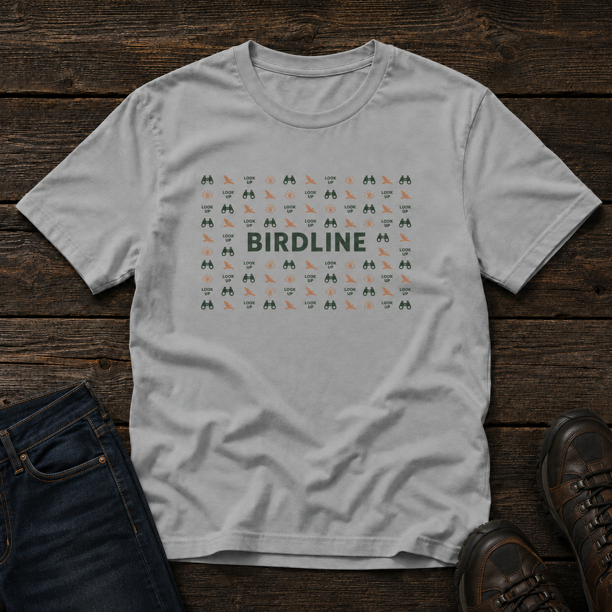 Look Up Micro Pattern T-shirt in Granite, front view