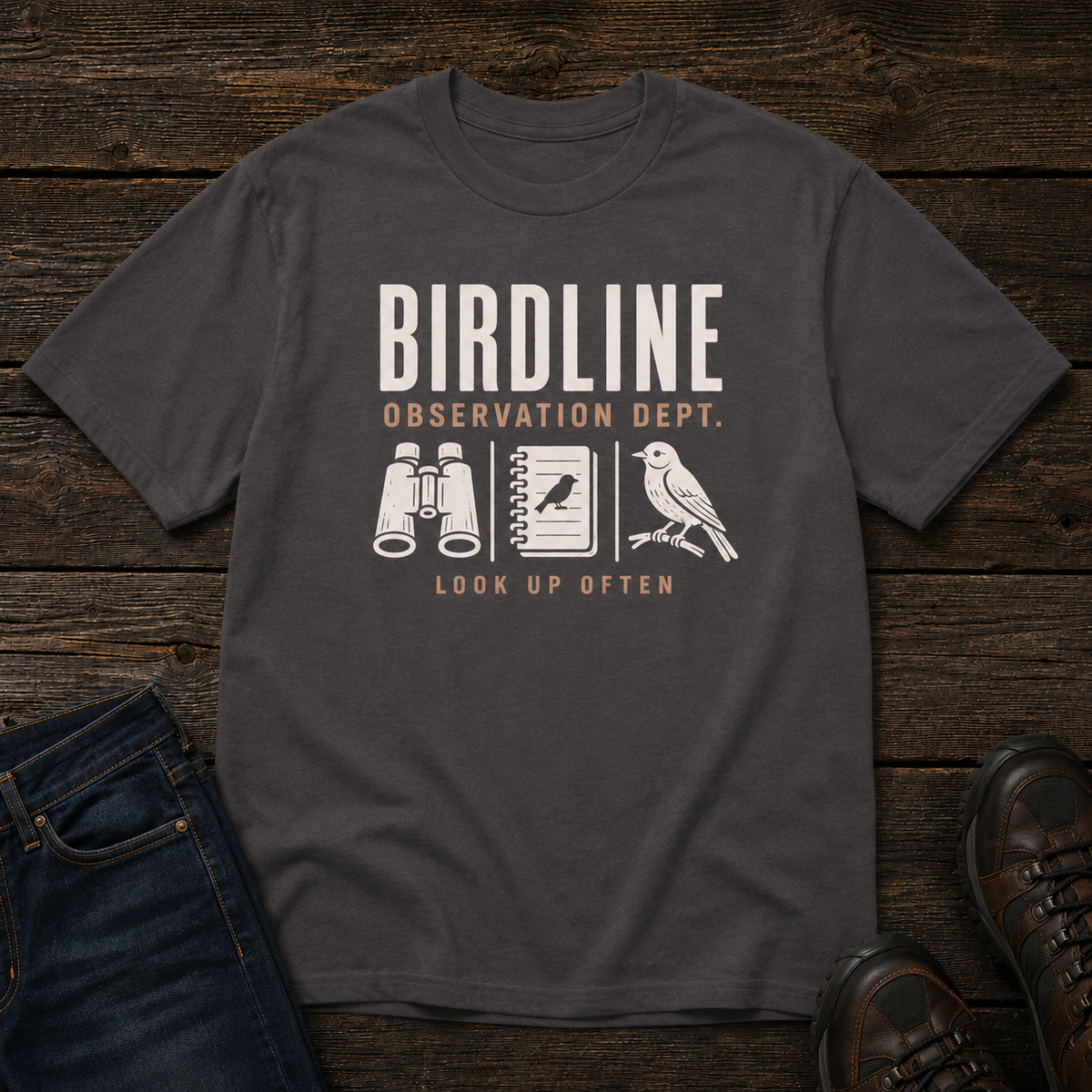 Observation Department T-shirt in Graphite, front view