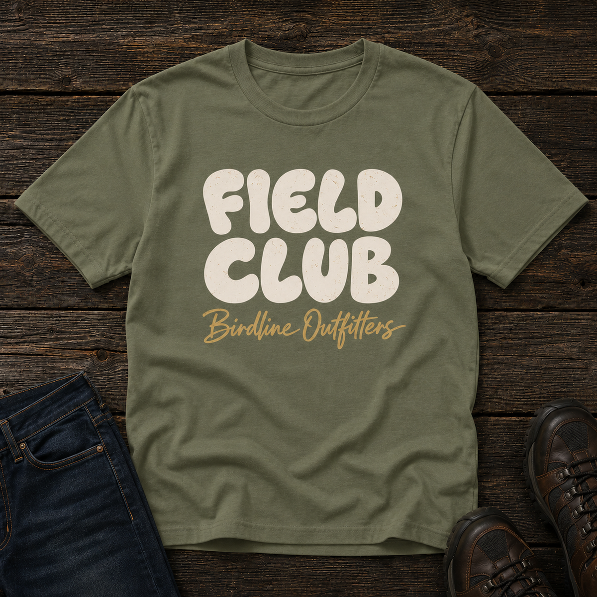 Field Club T-shirt in Moss, front view