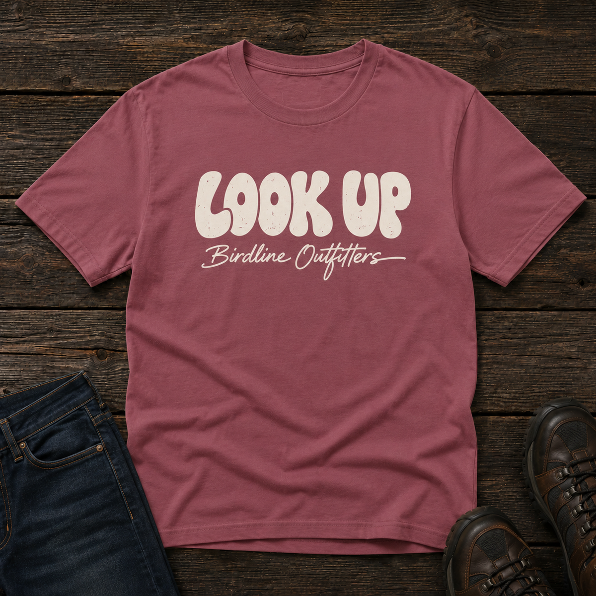 Look Up T-shirt in Brick, front view
