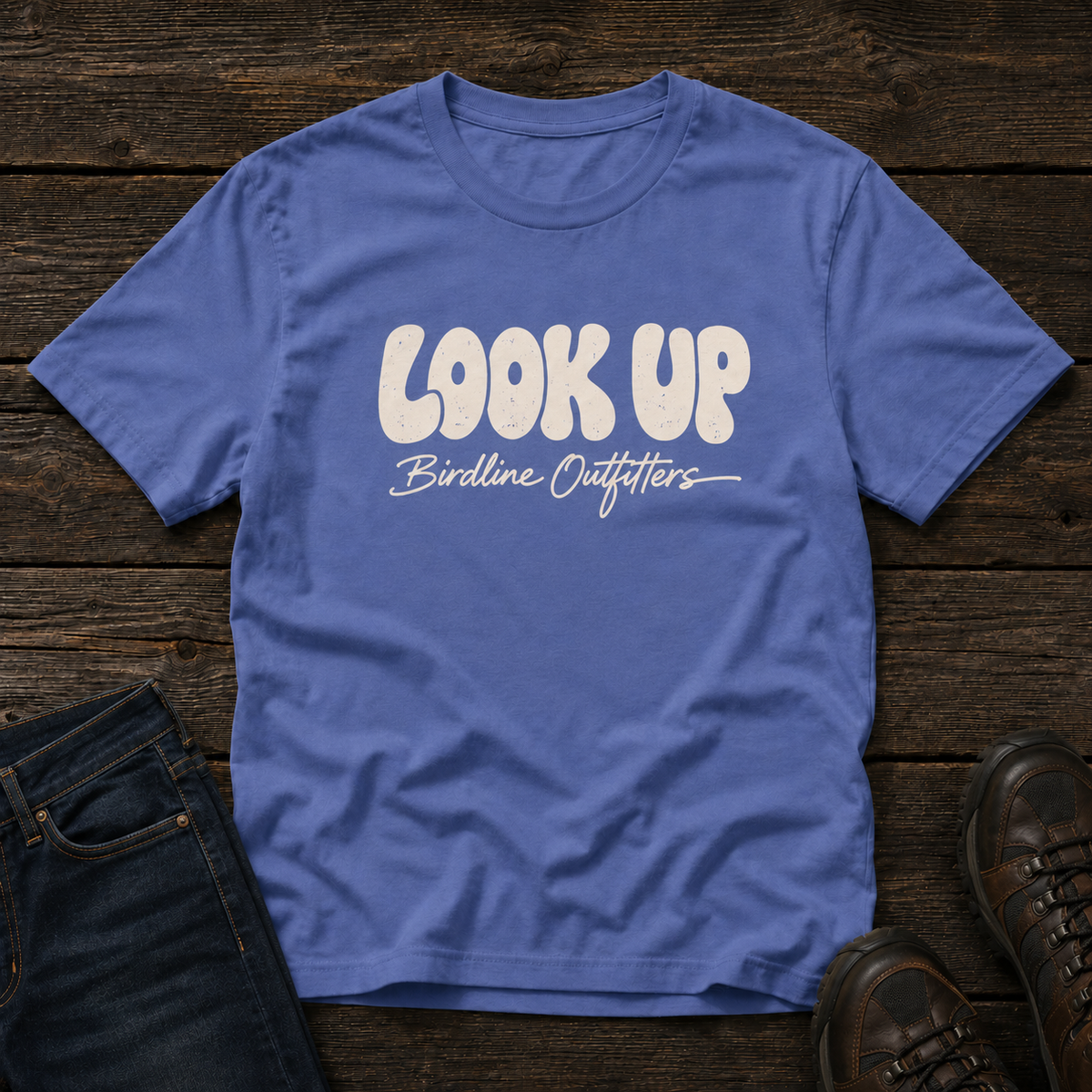 Look Up T-shirt in Mystic Blue, front view