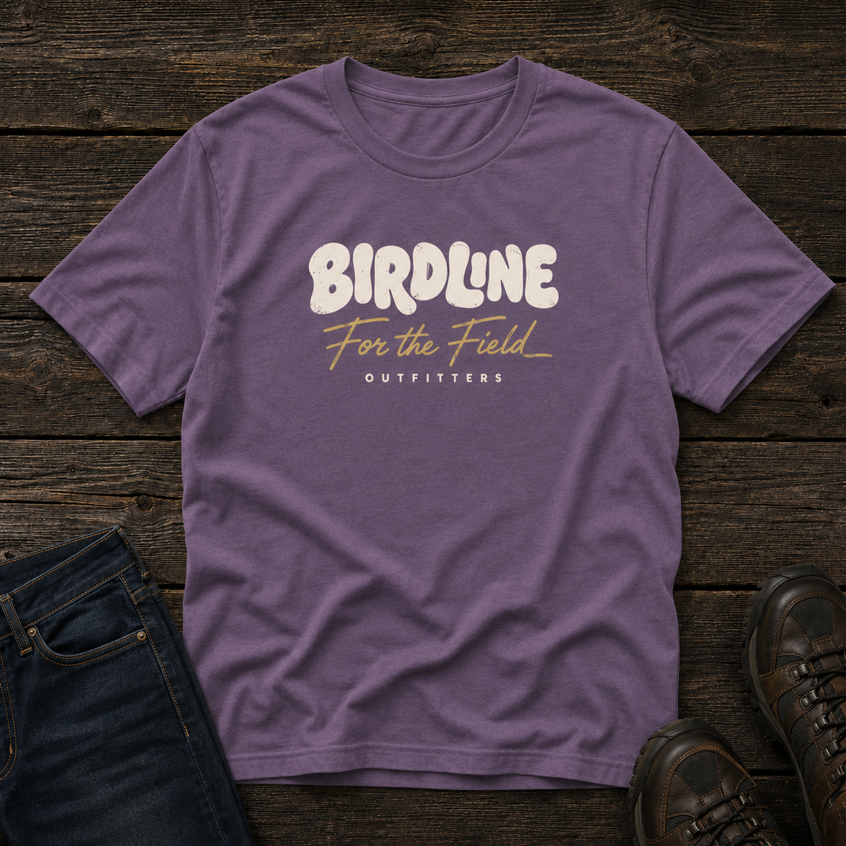 Birdline For the Field T-shirt in Grape, front view