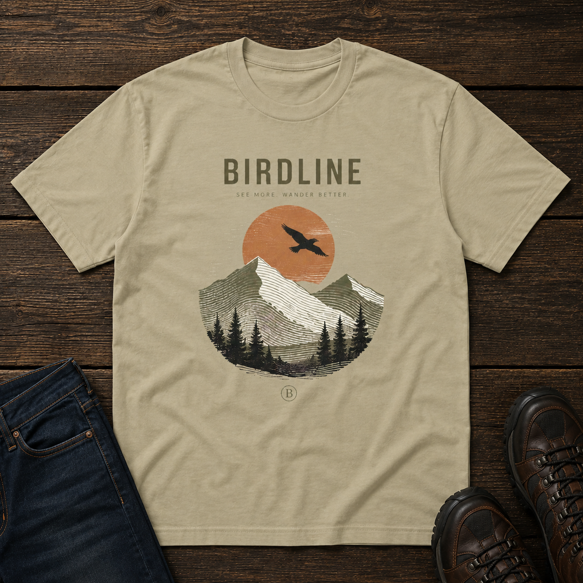 Wander Better T-Shirt in Khaki, front view