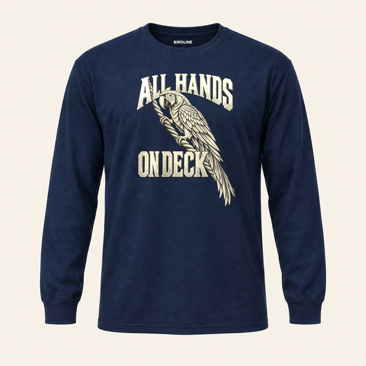All Hands On Deck Long Sleeve Shirt in Navy, front view
