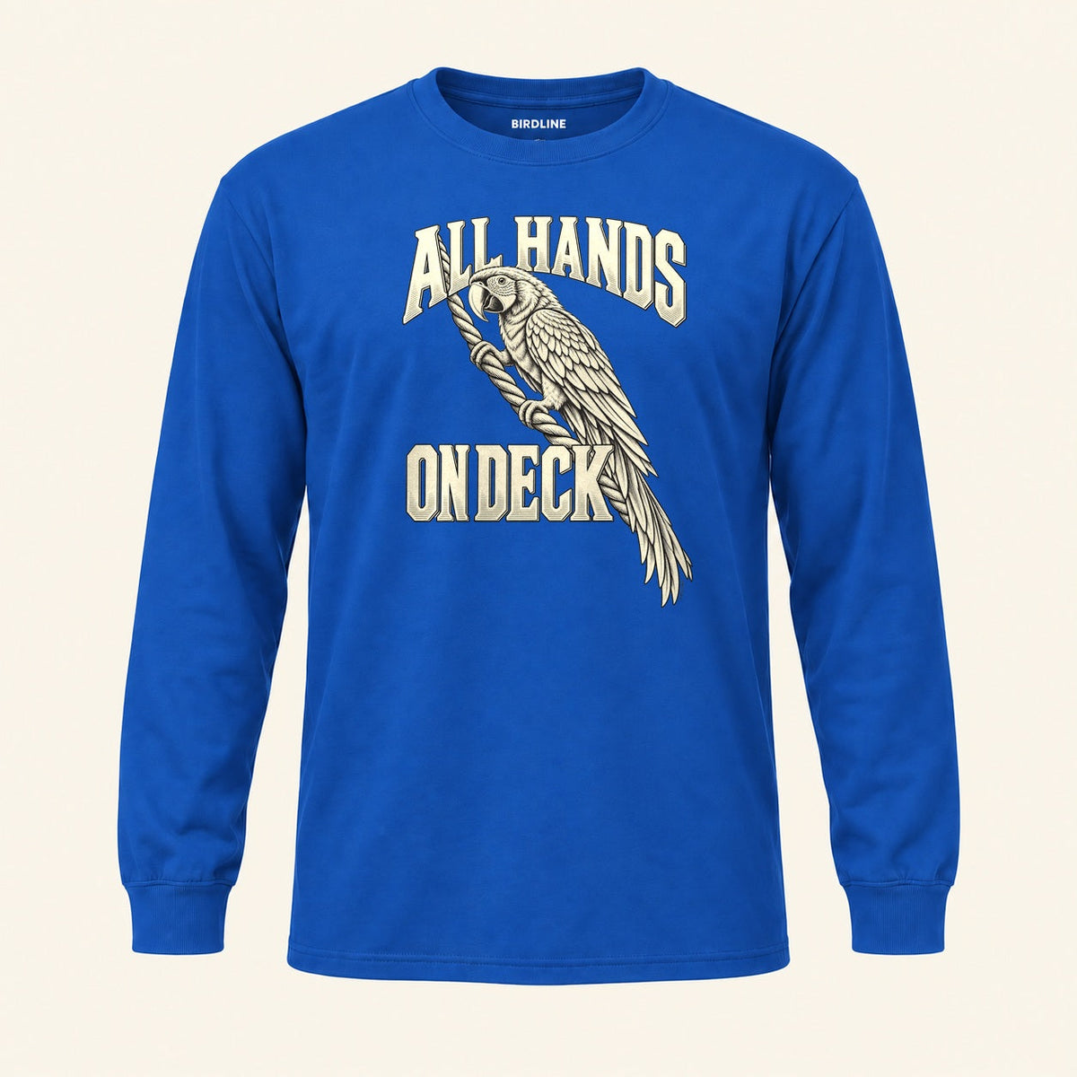 All Hands On Deck Long Sleeve Shirt in Royal, front view