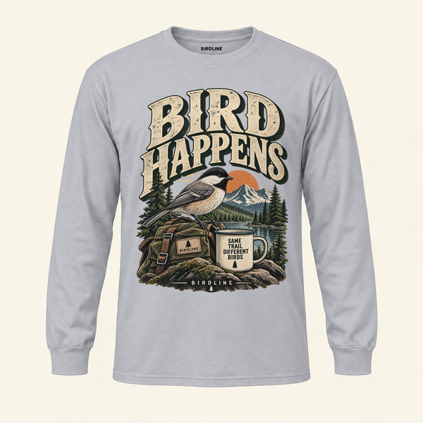 Bird Happens Long Sleeve Shirt in Sport Grey, front view