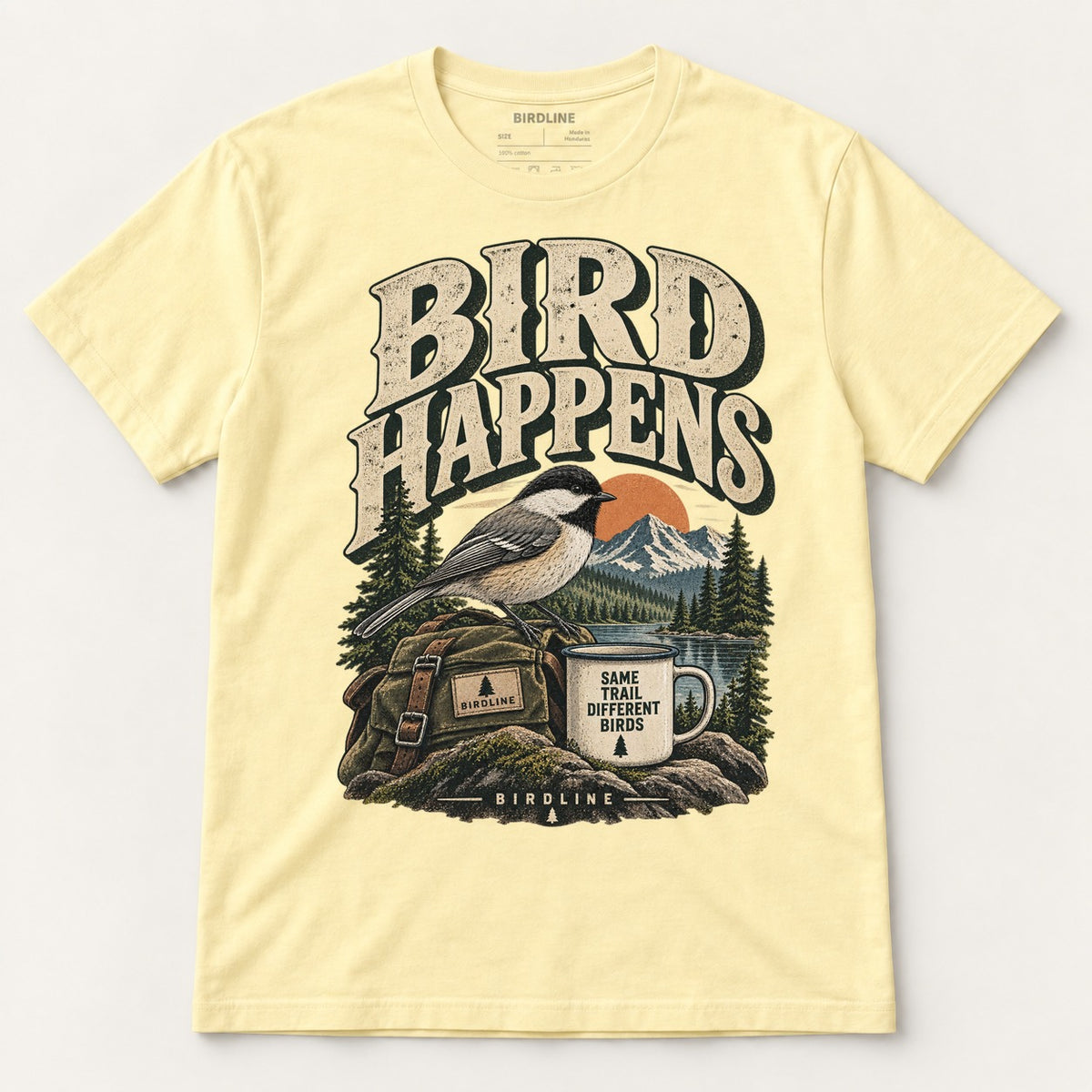 Bird Happens T-Shirt in Cornsilk, front view