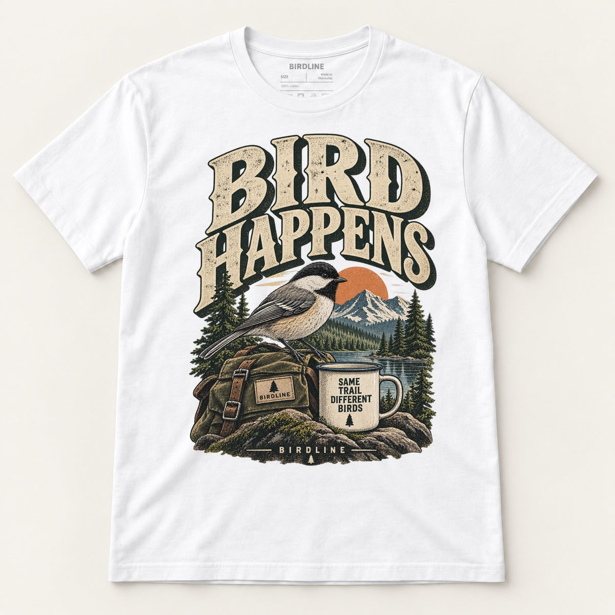 Bird Happens T-Shirt in White, front view