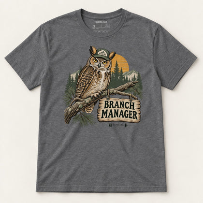 Branch Manager T-Shirt in Dark Heather, front view