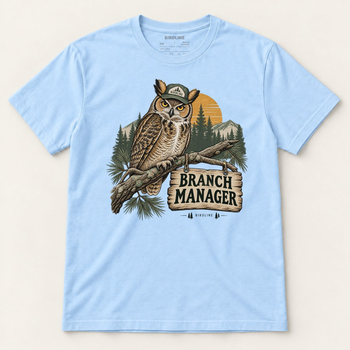 Branch Manager T-Shirt in Light Blue, front view
